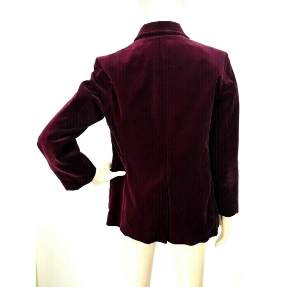 Vintage 70s Burgundy Velvet Two-Button Business Blazer Women's S/M Made in Japan - Picture 4 of 7